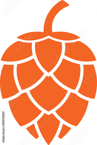 Bright orange of a hop cone with a stem on a white background plant ingredient brewing