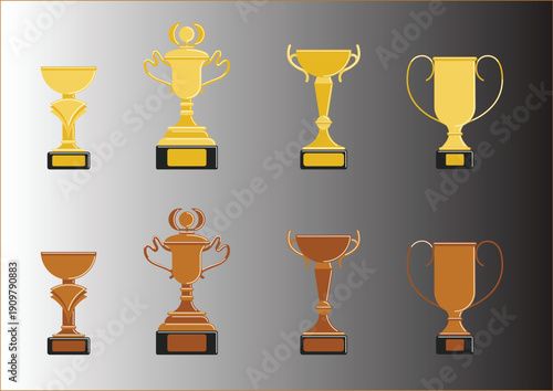 Professional Winning Trophy Set – Gold and Bronze Achievement Symbols for Sports, Business Excellence, and Competition Winners