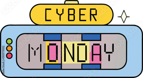 Pixel art countdown clock showing urgent cyber monday sale