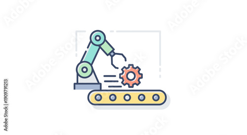 Robotic Arm Handling Gear on Conveyor.