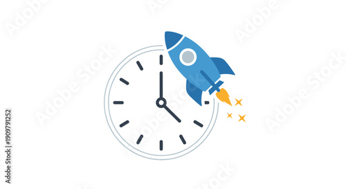 Rocket Ship Launching from Clock Face.