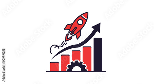 Rocket Ship Launching Business Growth Success.