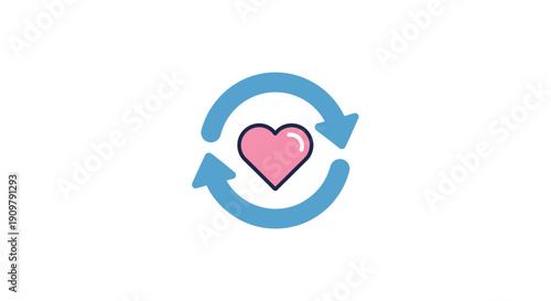 Pink Heart Icon with Blue Arrows.