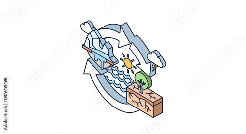 Recycling symbol with globe on box.