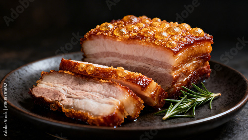 Crispy Roasted Pork Belly with Golden Crackling – Gourmet Food Photography