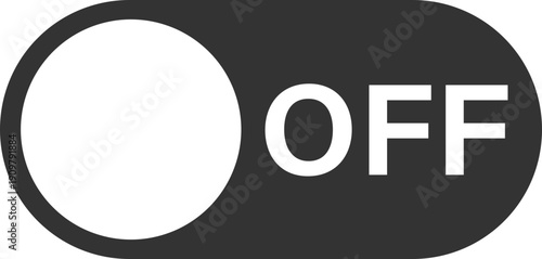 Simple graphic of an OFF toggle switch with a white circle and the word OFF in white text