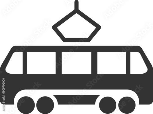 Modern electric trolleybus silhouette with pantograph for urban public transport