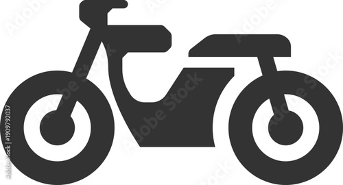 Simple graphic icon of a modern electric motorcycle in a flat design style