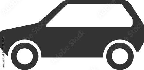 Simple dark gray silhouette of a modern hatchback car seen from the side