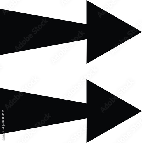 Two black arrows pointing to the right on a white background