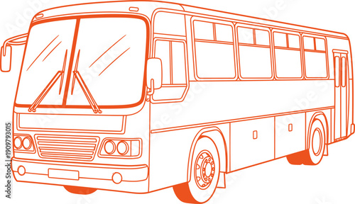 Big tourist bus outline vector illustration design, passenger transport concept