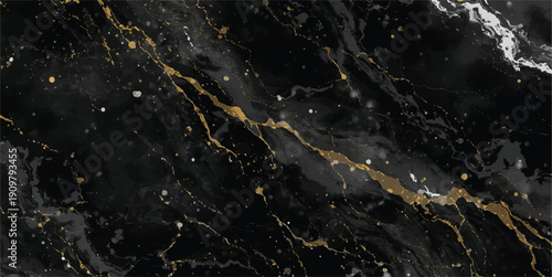Luxury Black Marble Texture EPS Vector Background with Gold Veining for Ceramic Tile Design, Interior Surface Pattern, Decorative Wallpaper, Granite Stone Effect, Premium Adobe Illustrator Artwork