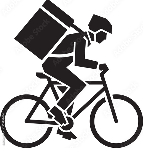 Bicycle Delivery Icon – Courier Rider Silhouette
