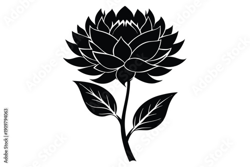 everlasting flower silhouette line art vector illustration
