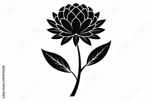 everlasting flower silhouette line art vector illustration