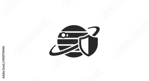 Black and White Robot Face Icon Design.