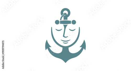 Anchor with face and closed eyes.