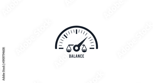 Balance Scale Icon on White Background Meter.