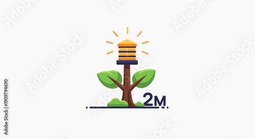 Beehive on Tree Stump with Leaves.