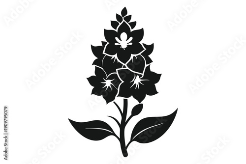 delphinium silhouette line art vector illustration