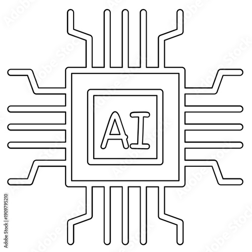 Modern AI microchip design with circuit board connections