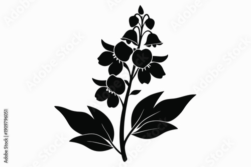 delphinium silhouette line art vector illustration