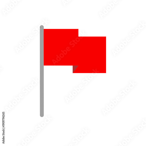 A simple vector illustration of a plain red flag against a white background, representing concepts of warning, danger, or a signal