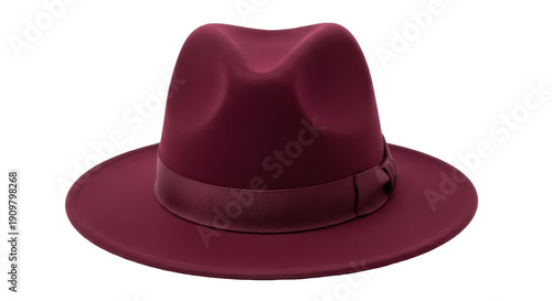 Foto Elegant burgundy fedora hat isolated PNG, classic men s fashion accessory on tra