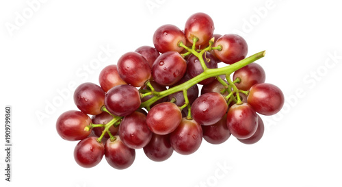 Tableau sur toile Fresh red grapes isolated PNG, juicy fruit with water droplets on transparent ba