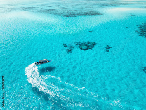 Aerial view of floating boa...