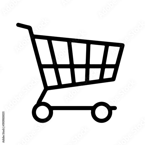 Simple black and white illustration of a shopping cart icon with two wheels Vector