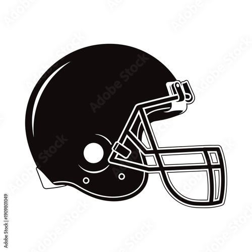 Black american football helmet with face guard