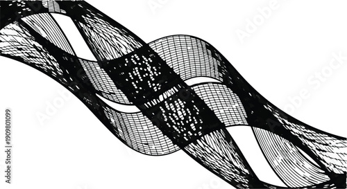 Abstract black and white geometric pattern with intersecting lines and shapes on white background, modern design element for creative projects and artistic use