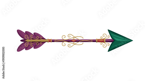 Ornate Cartoon Arrow with Fancy Fletching and Decorative Shaft.