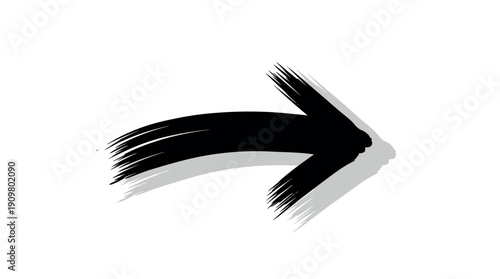 Black arrow pointing to the right with brush stroke effect.