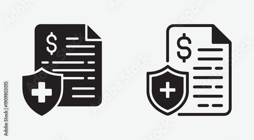 Health insurance policy and financial protection icon
