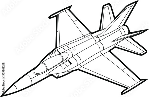 Military fighter jet outline silhouette.