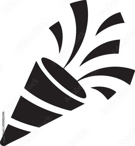 Confetti popper celebration silhouette icon party vector illustration