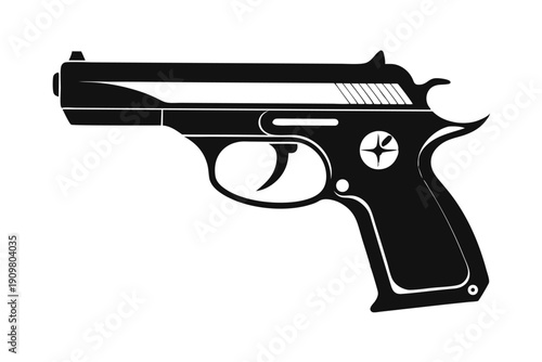 cz 75 silhouette line art vector illustration