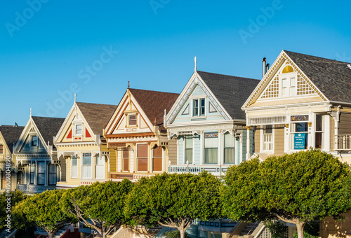 Scenic view of the Painted Ladies row houses in San Francisco