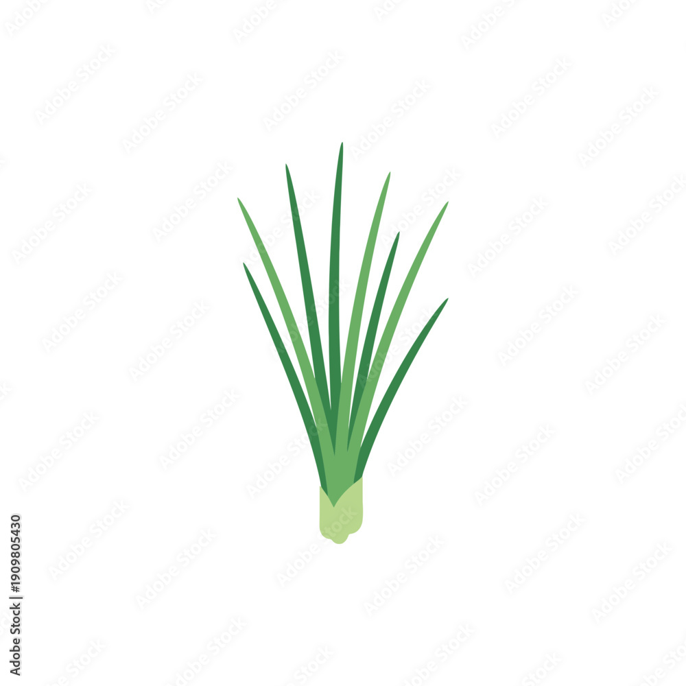Obraz premium Minimal Flat Vector Icon of Clump of Green Grass or Chives