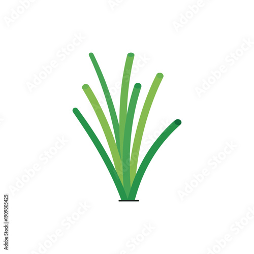 Minimal Flat Vector of Chives Clump with Fresh Green Stalks