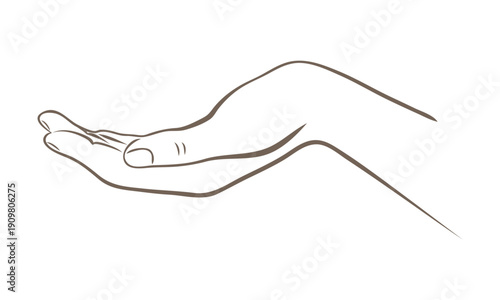 A hand silhouette drawn with a line. A silhouette. A line.