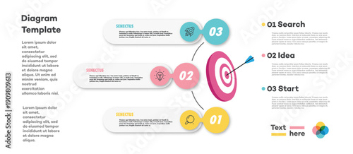 Infographic template 3 parts, options or level for business strategy, start up project, presentation, logic analysis, theory basic operation