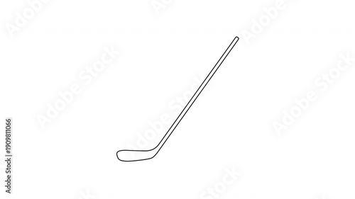 Linear animation of a hockey stick and puck on a white background. 4K Video motion graphic