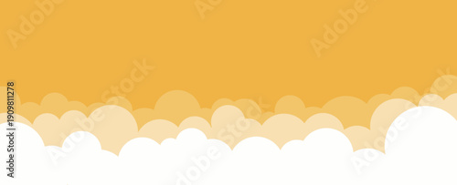 Abstract cloud border with layered shapes in warm yellow tones,  background, vector illustration