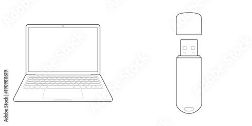 Portable computing terminal and external storage media schematic technical set.