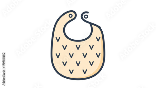 Baby bib with a simple V pattern is illustrated in a clean vector style with soft colors for nursery or infant themes.