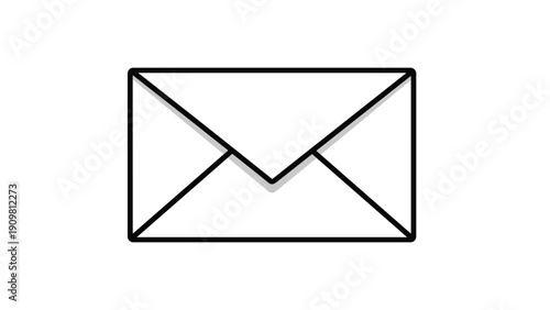 Simple black line drawing of a sealed mailing envelope with subtle gray shadow effects representing communication and correspondence.