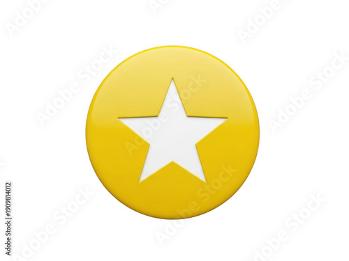 A yellow circle with a white star in the center isolated on transparent background